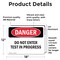 Signmission Do Not Enter Test In Progress Danger Sign, Vinyl Decal, 18in W x 12in L, 2PK OS-2PACK-DS-D-1218-L-2139 - alternate 3